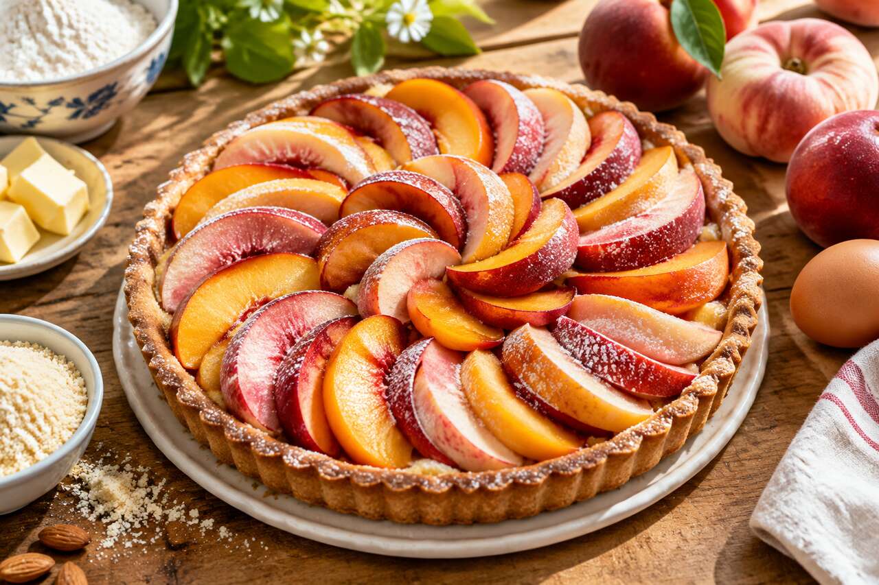 Tarte estivale aux pêches, nectarines et brugnons
