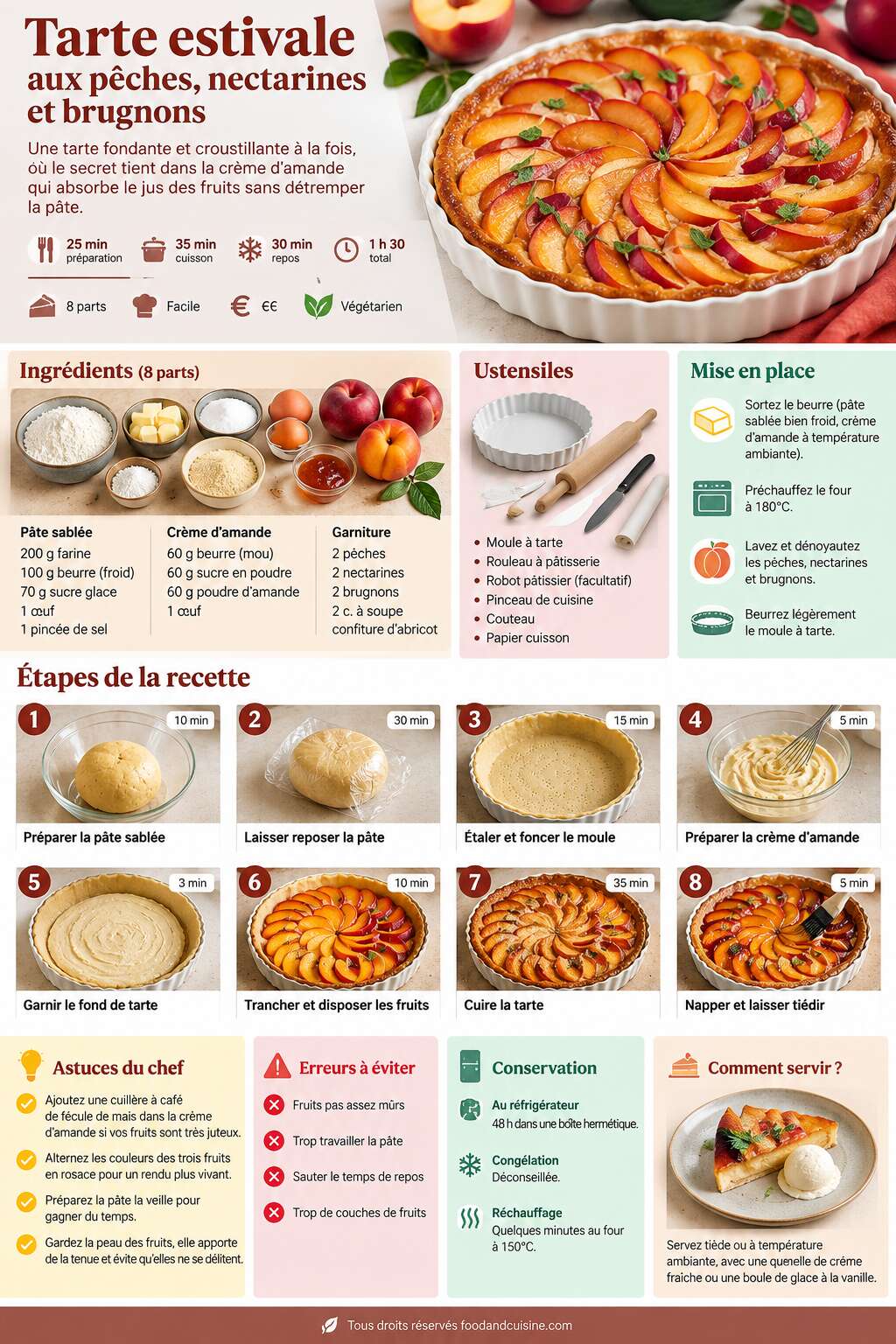 Fiche recette Tarte estivale aux p&ecirc;ches, nectarines et brugnons
