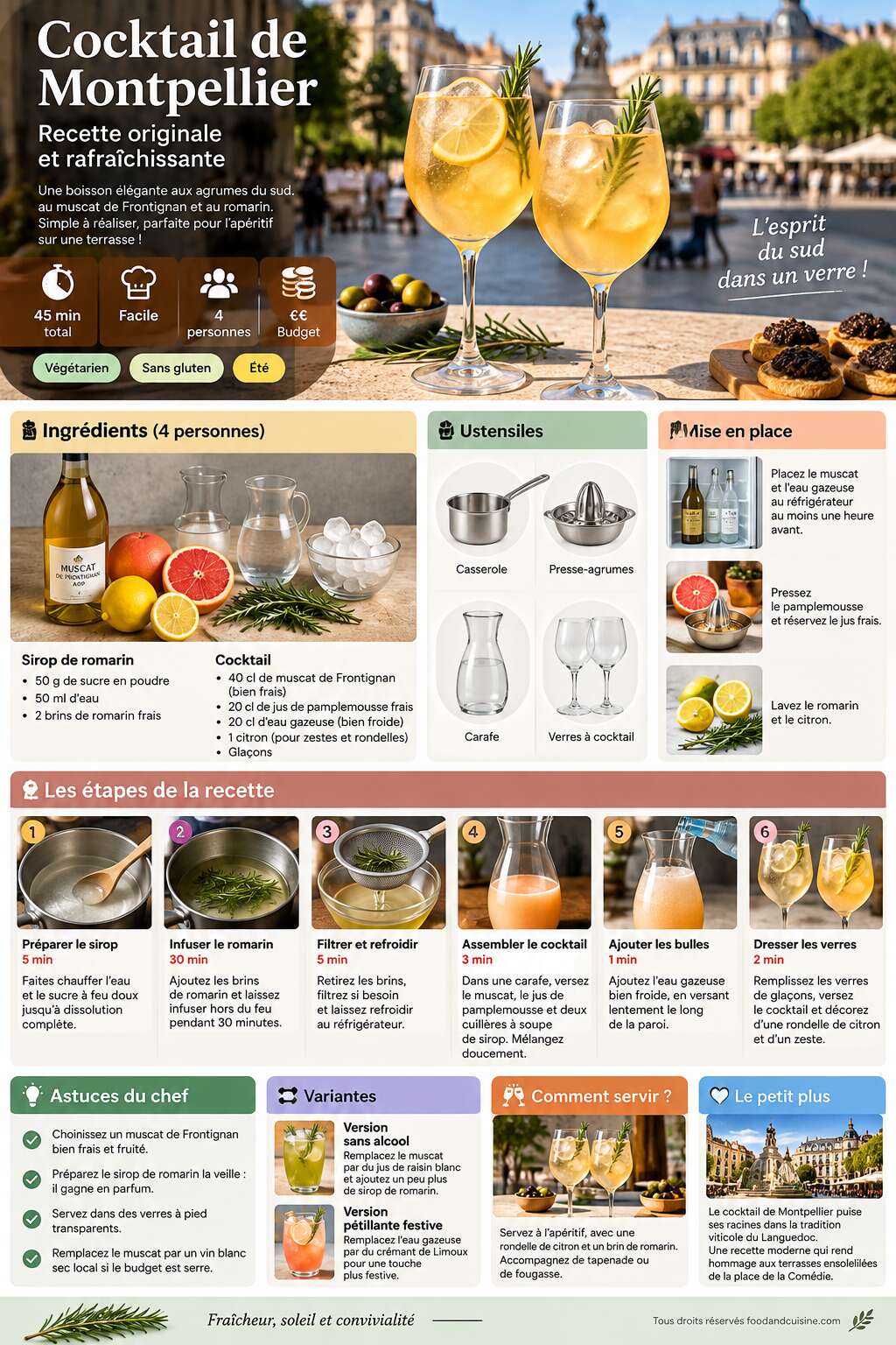 Fiche recette Cocktail de Montpellier : recette originale et rafra&icirc;chissante
