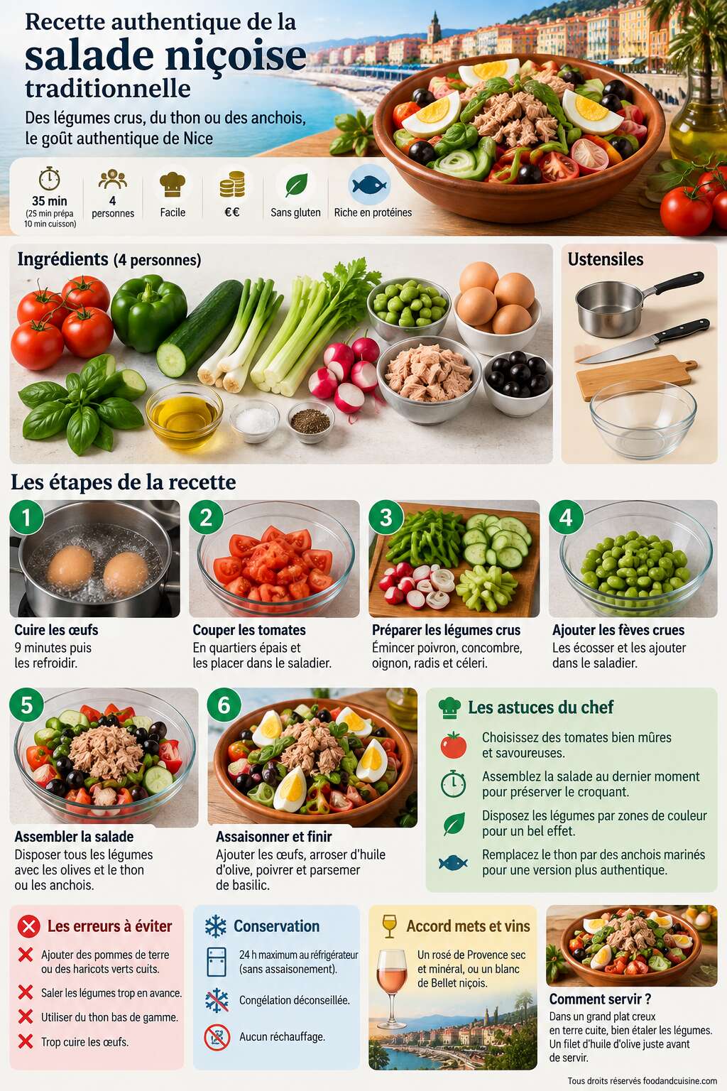 Fiche recette Recette authentique de la salade ni&ccedil;oise traditionnelle
