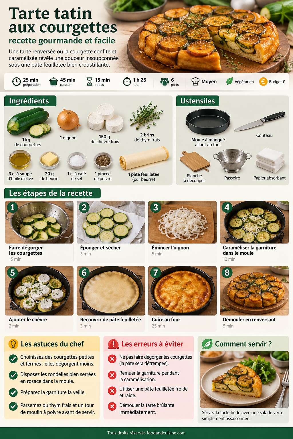 Fiche recette Tarte tatin aux courgettes : recette gourmande et facile Fiche recette Tarte tatin aux courgettes : recette gourmande et facile