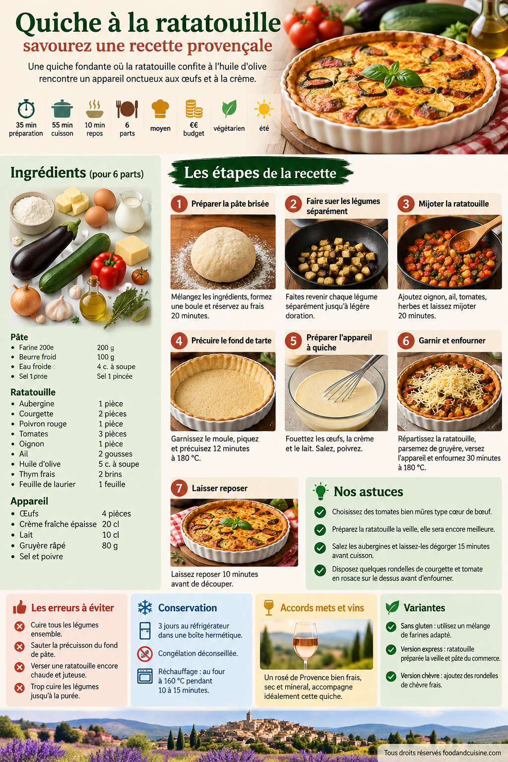 Fiche recette Quiche &agrave; la ratatouille : savourez une recette proven&ccedil;ale