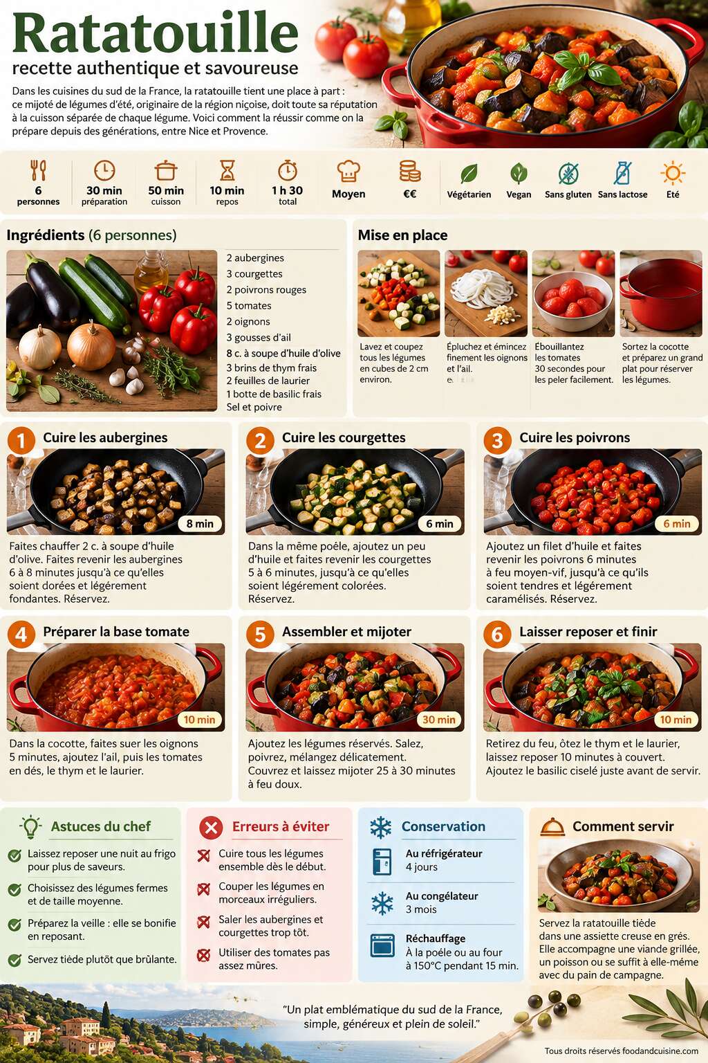 Fiche recette Ratatouille : recette authentique et savoureuse