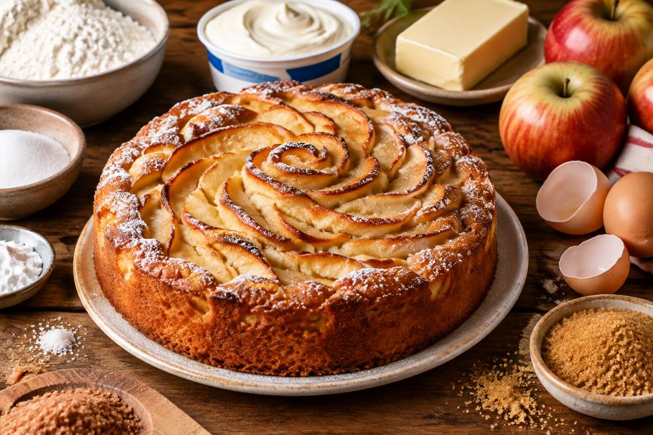 Recette du gâteau aux pommes et mascarpone