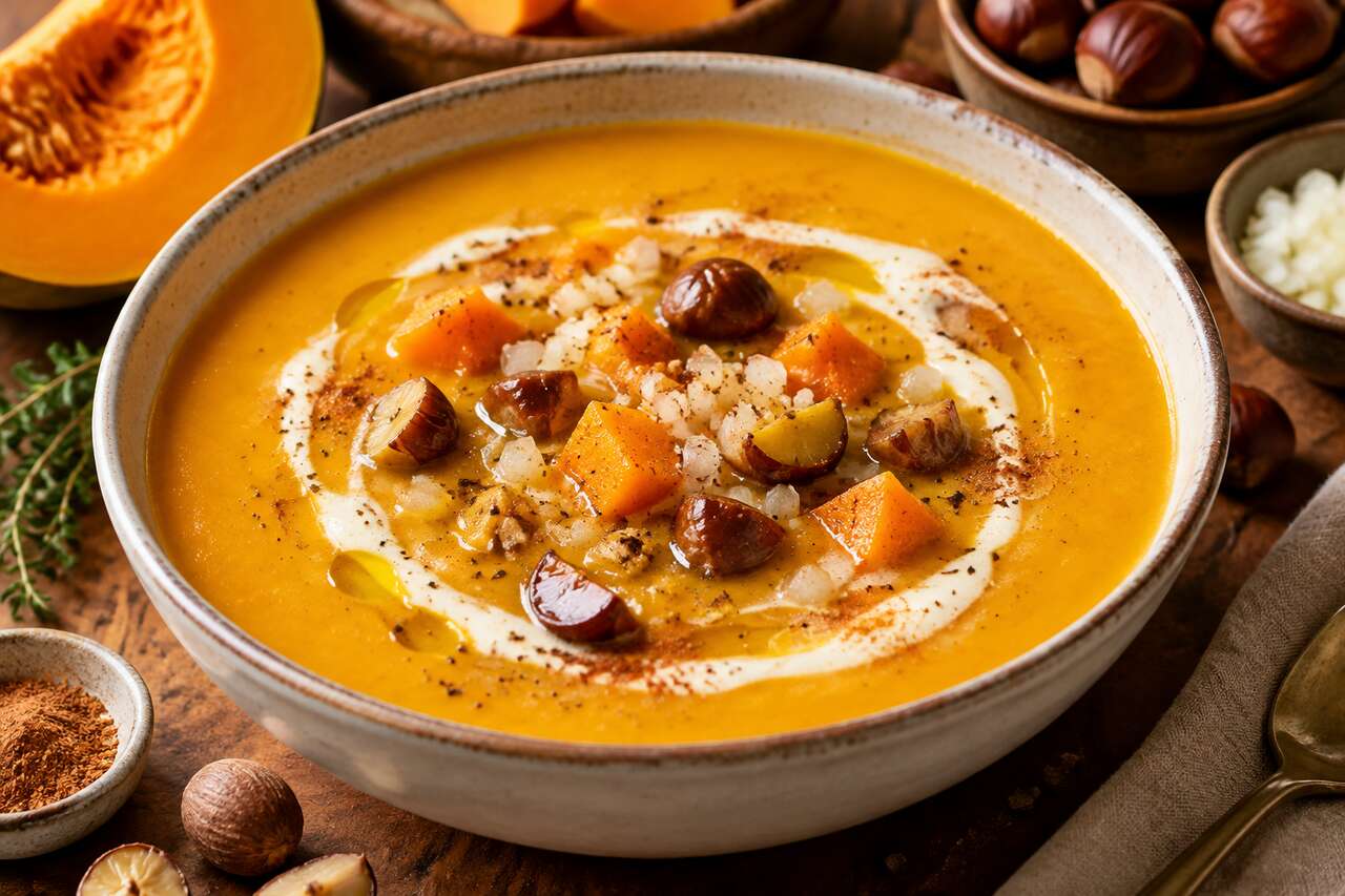 Velouté de potiron et marrons : recette tendance sur Pinterest