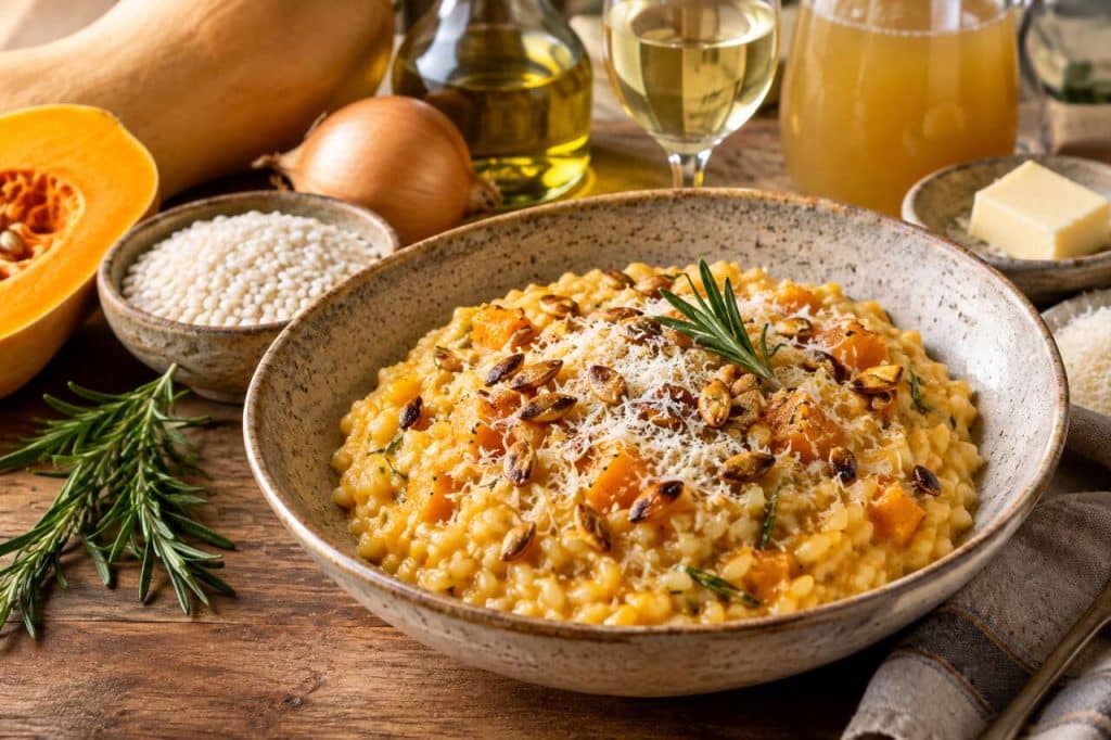 Risotto au butternut rôti, romarin et parmesan : recette savoureuse !