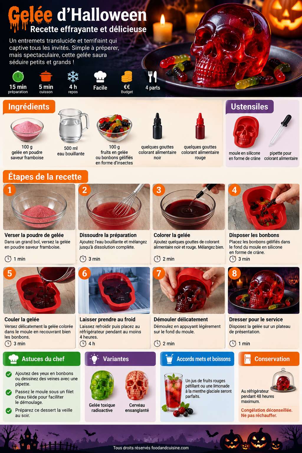 Fiche recette Gel&eacute;e d'Halloween : recette Effrayante et D&eacute;licieuse