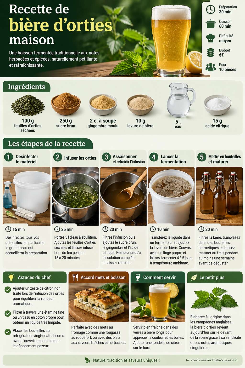 Fiche recette Recette de bi&egrave;re d'orties maison