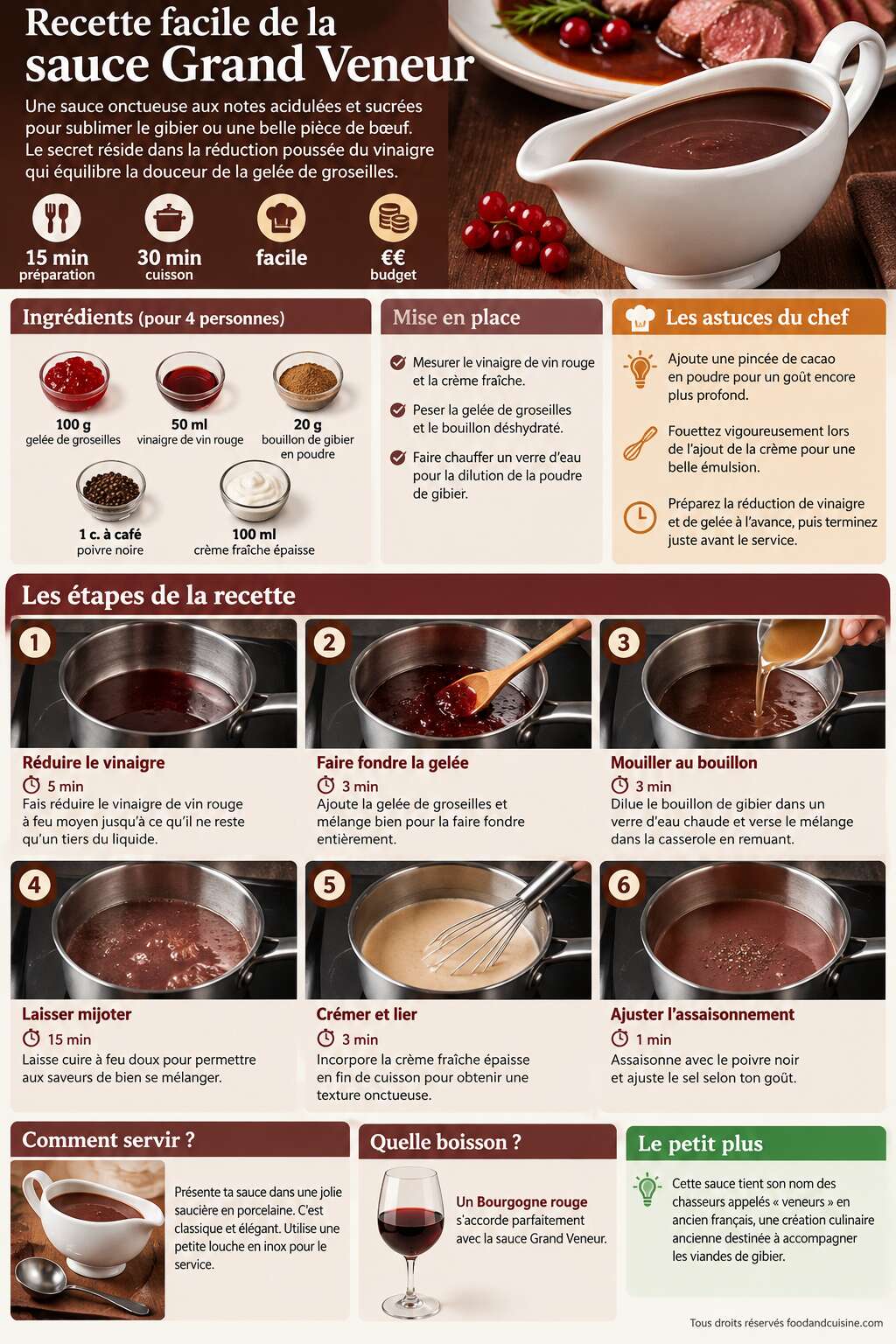 Fiche recette Recette facile de la sauce Grand Veneur