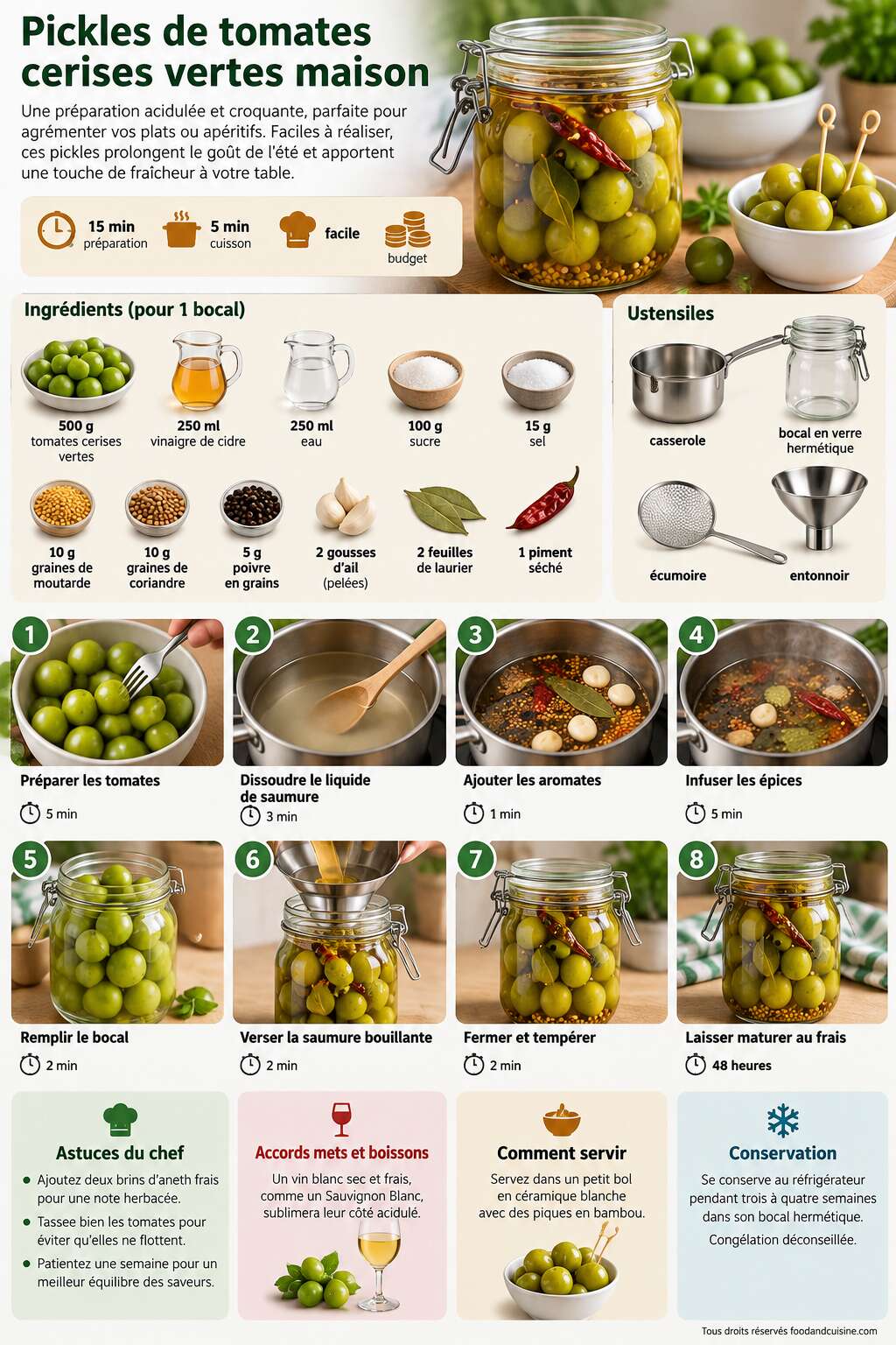 Fiche recette Recette de pickles de tomates cerises vertes maison Fiche recette Recette de pickles de tomates cerises vertes maison