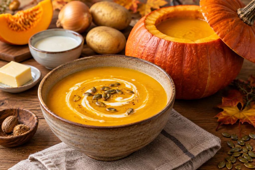 Velouté de potiron crémeux : recette facile et savoureuse