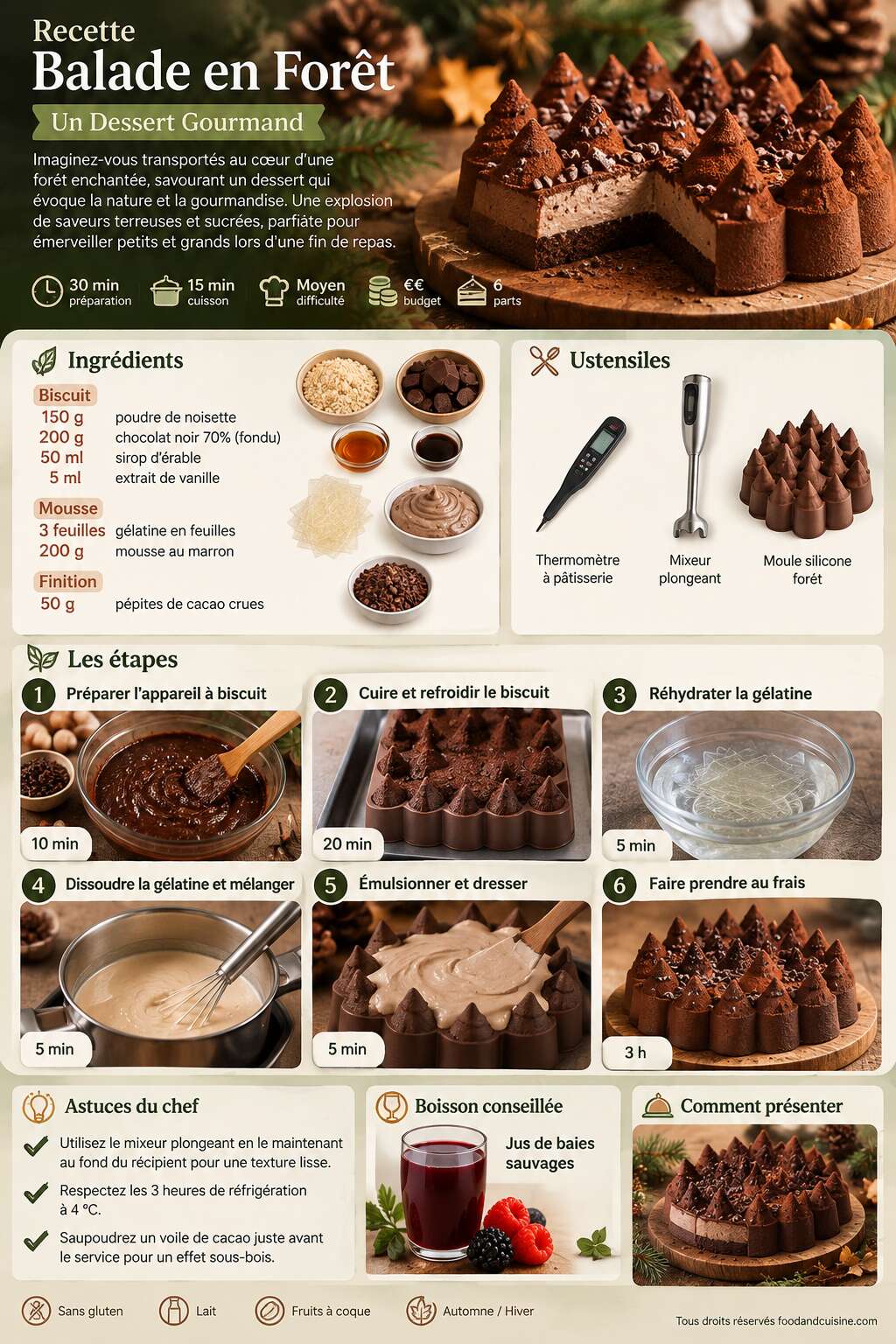 Fiche recette Recette Balade en Forêt : un Dessert Gourmand Fiche recette Recette Balade en Forêt : un Dessert Gourmand