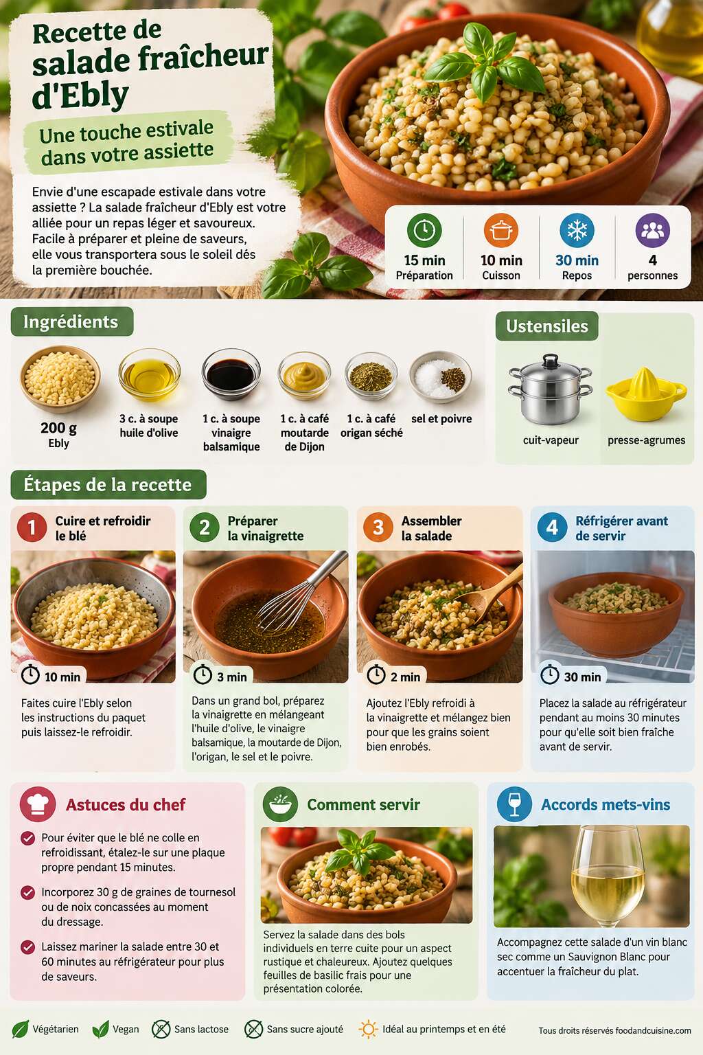Fiche recette Recette de salade fra&icirc;cheur d'Ebly : une touche estivale dans votre assiette