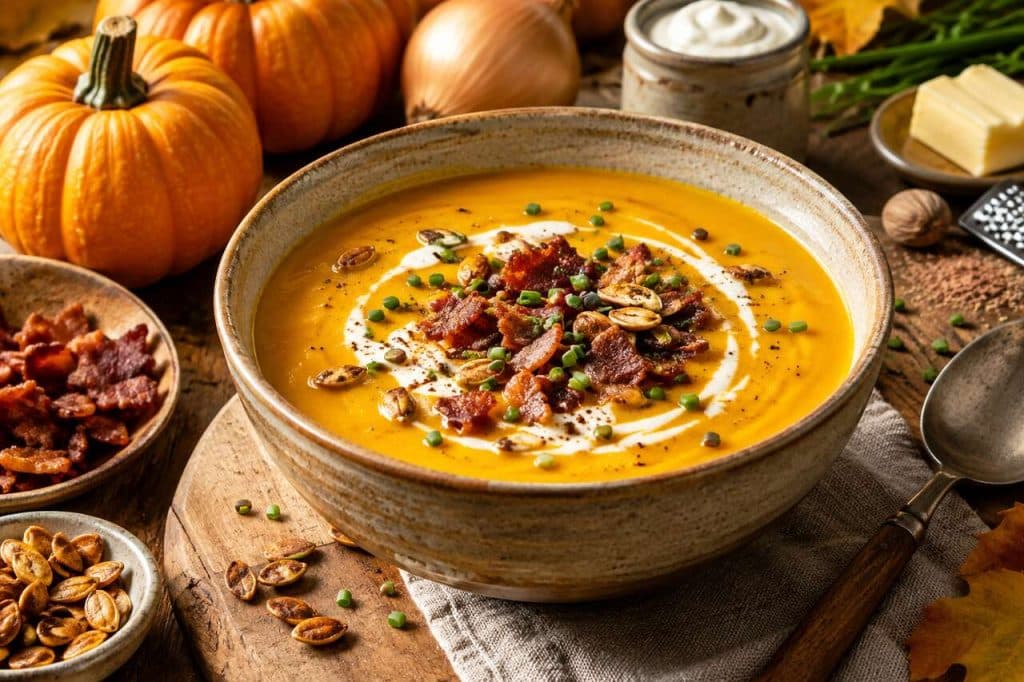 Velouté de mini potimarrons au bacon : recette gourmande