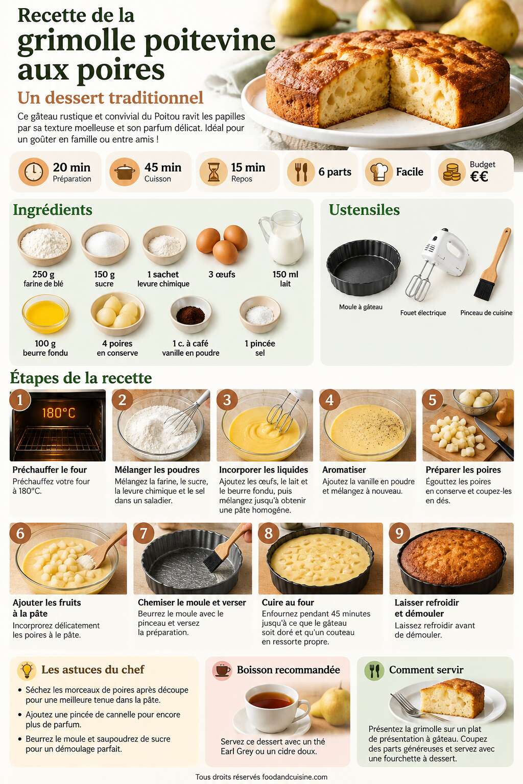 Fiche recette Recette de la grimolle poitevine aux poires : un dessert traditionnel