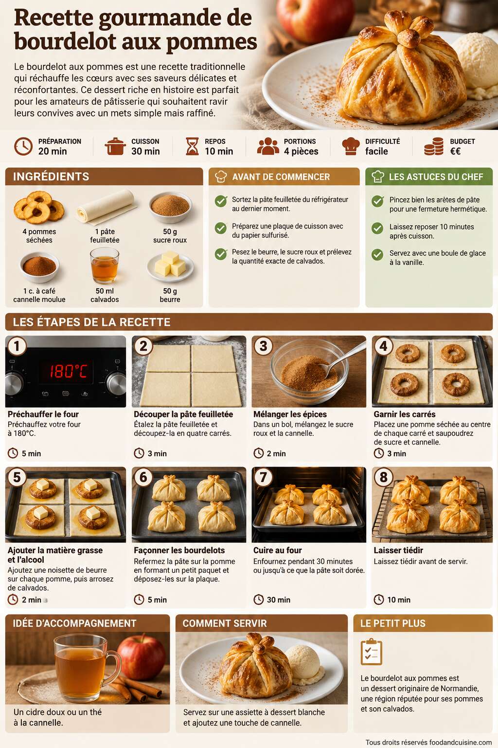 Fiche recette Recette gourmande de bourdelot aux pommes Fiche recette Recette gourmande de bourdelot aux pommes