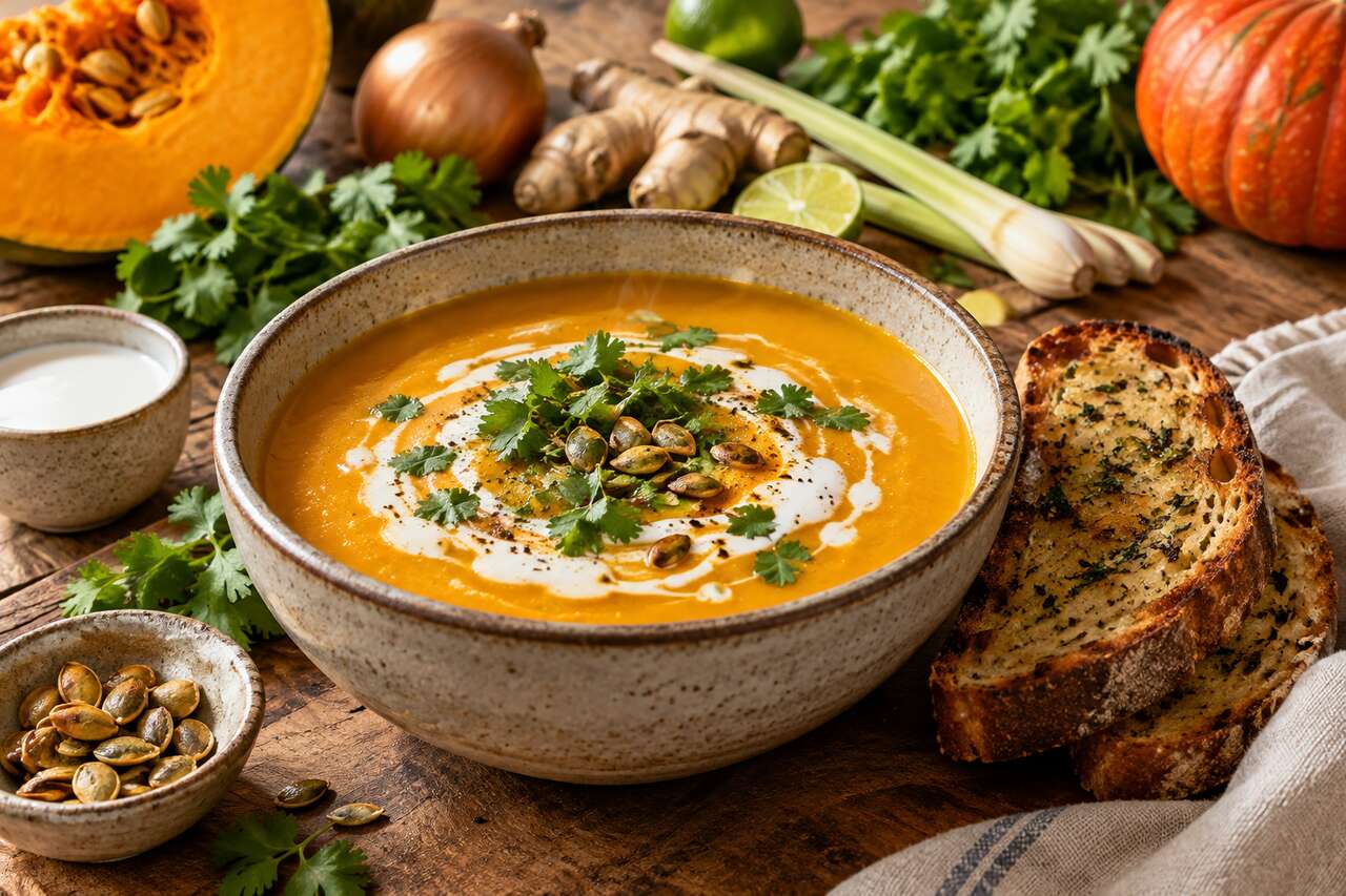 Soupe de potimarron au lait de coco et citronnelle : recette savoureuse
