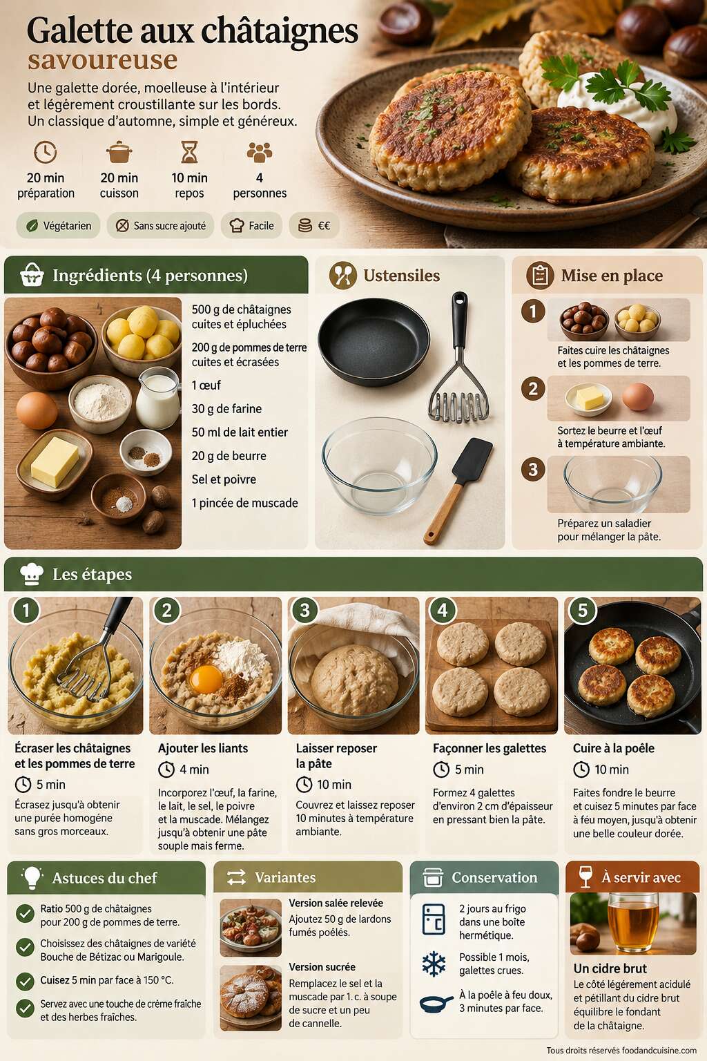 Fiche recette Recette de galette aux ch&acirc;taignes savoureuse