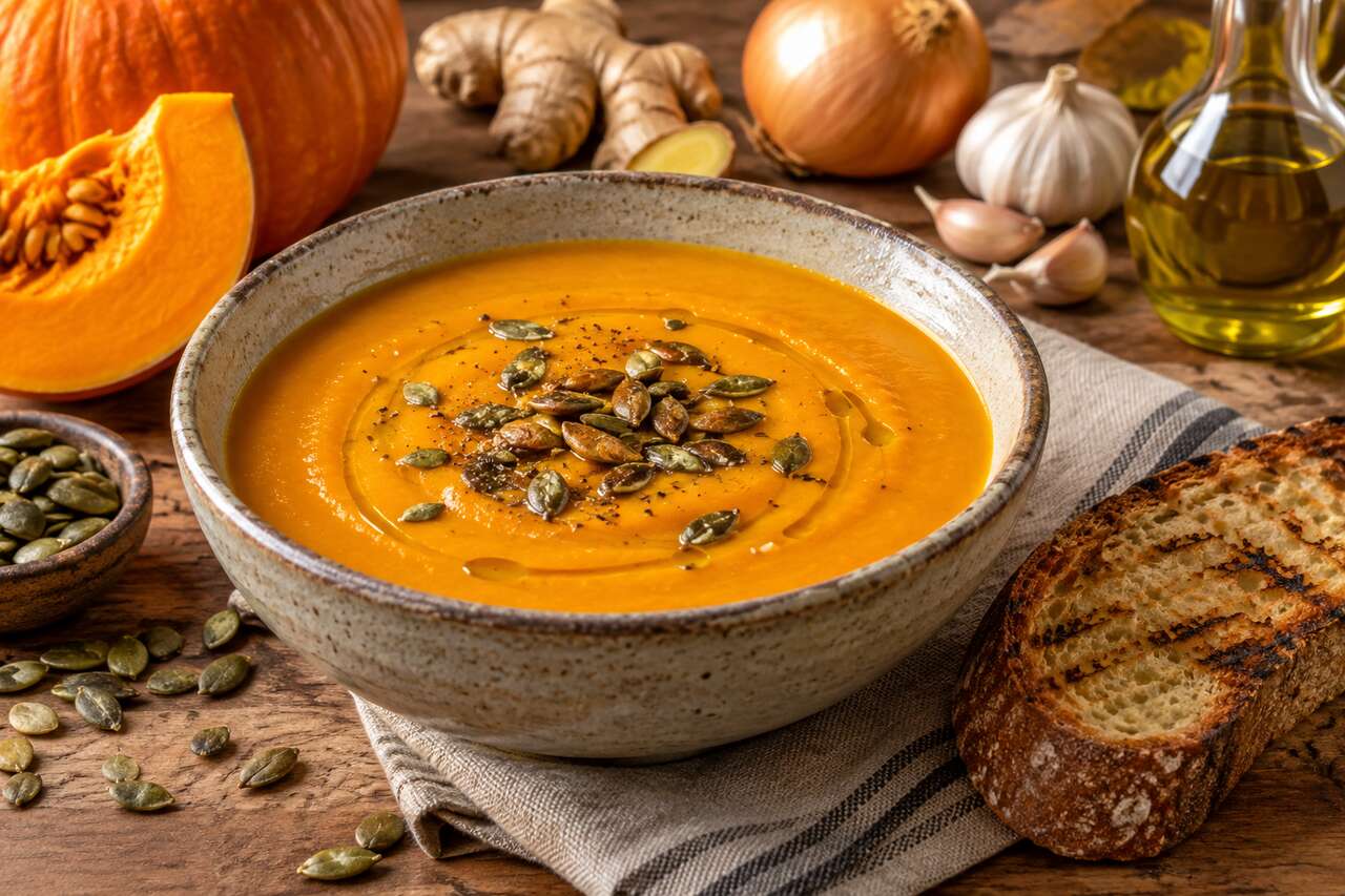 Soupe au potiron et gingembre frais : recette savoureuse et réconfortante