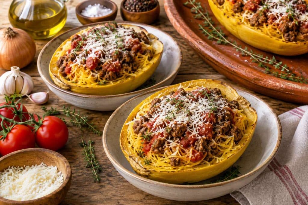 Courge spaghetti à la viande hachée : recette savoureuse et facile