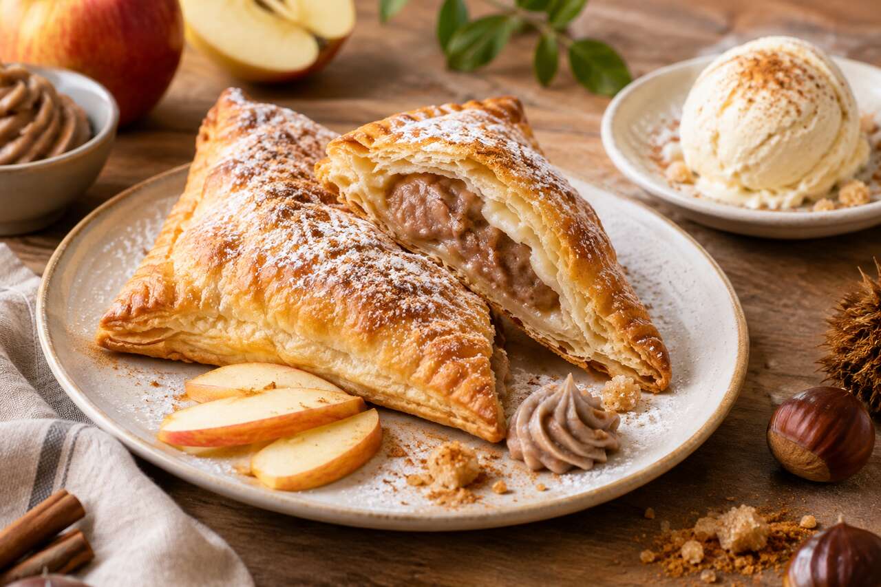 Pommes feuilletées à la crème de marron au four