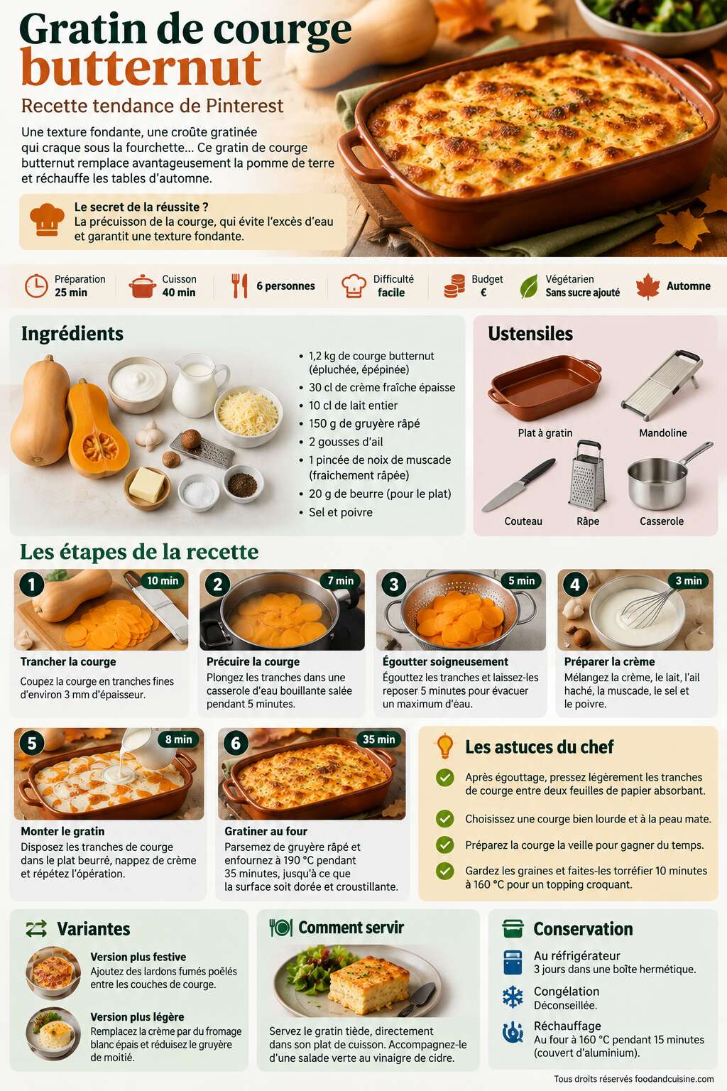 Fiche recette Gratin de courge butternut : recette tendance de Pinterest Fiche recette Gratin de courge butternut : recette tendance de Pinterest