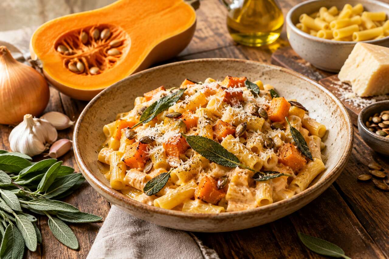 Pâtes au butternut : recette facile et savoureuse