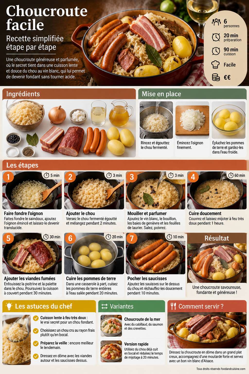 Fiche recette Choucroute facile : recette simplifi&eacute;e &eacute;tape par &eacute;tape