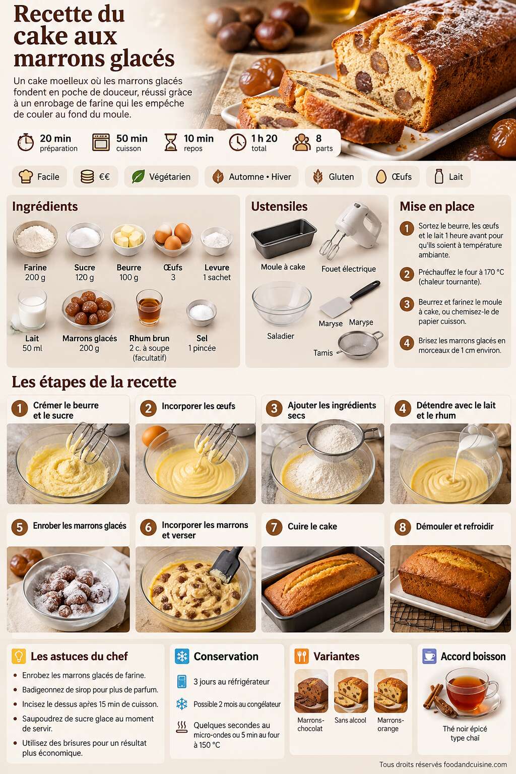 Fiche recette Recette du cake aux marrons glac&eacute;s