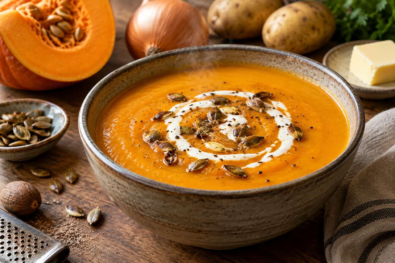 Soupe au potiron et crème fraîche : recette onctueuse et savoureuse