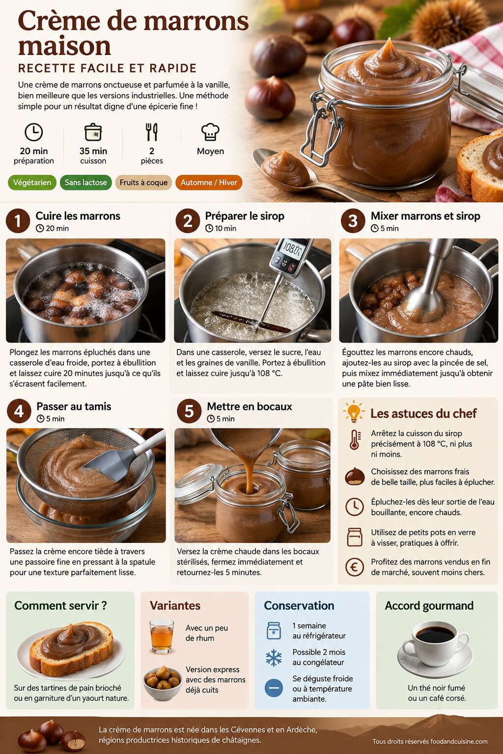 Fiche recette Cr&egrave;me de marrons maison : recette facile et rapide