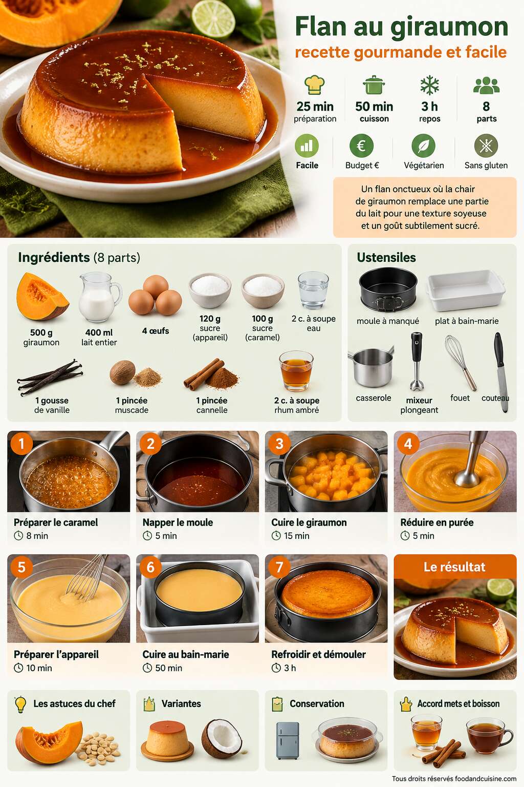 Fiche recette Flan au giraumon : recette gourmande et facile